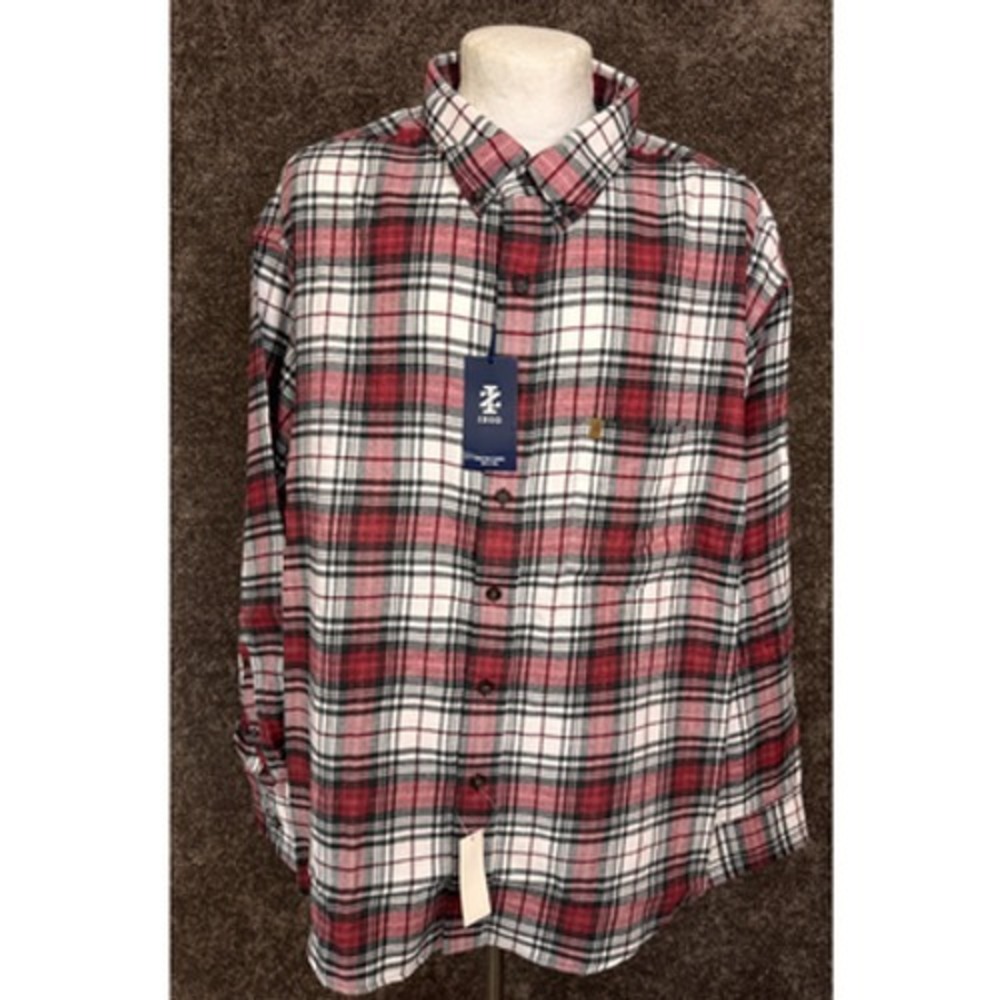 Izod Flannel Shirt 2XL Men‎ Big & Tall Stratton Bordeaux Wine Plaid NWT